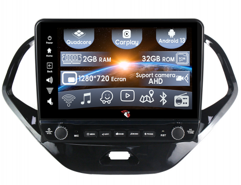 Figo 2015-2018 - Navigatie dedicata Figo 2015-2018 cu butoane rotative model 2024, 9 Inch, 2GB RAM 32GB ROM, Quadcore, Android 13, WiFi, Bluetooth, Magazin Play