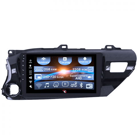 Hilux 2015-2020 - (Resigilata) Navigatie dedicata Toyota Hilux 2016, 2GB RAM 32GB ROM, Quad Core, Display 10.2" IPS Full HD, Carplay, Android 13, Bluetooth, Magazin Play, Suport camere AHD