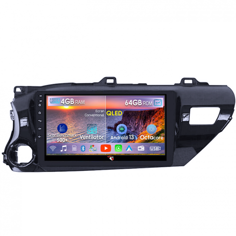 Hilux 2015-2020 - Navigatie dedicata Toyota Hilux 2016, 4GB RAM 64GB ROM, Octacore, Android 13, Display QLED 10.2", DSP, Carplay, Android Auto, Internet, Youtube, Waze, WIFI, Bluetooth