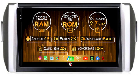 Innova 2015-2017 - Navigatie dedicata Toyota Innova 2015-2017, 12GB RAM 256GB ROM, Android 13, Rezolutie 2K, Display QLED, 9", DSP, Carplay, Android Auto, Internet, Youtube, Waze, Wi Fi, USB