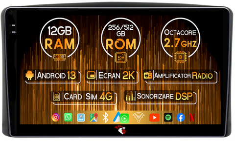 Toyota - Navigatie dedicata Toyota Land Cruiser 100 1998-2007, 12GB RAM 256GB ROM, Android 13, Rezolutie 2K, Display QLED, 9", DSP, Carplay, Android Auto, Internet, Youtube, Waze, Wi Fi