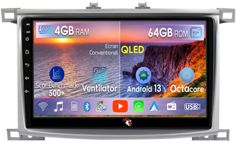 Land Cruiser 100 1998-2007 - Navigatie dedicata Toyota Land Cruiser 100 2002-2007, 4GB RAM 64GB ROM, Octacore, Android 13, Display QLED 10", DSP, Carplay, Android Auto, Internet, Youtube, Waze, WIFI, Bluetooth