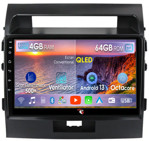 Land Cruiser 200 2008-2015 - Navigatie dedicata Toyota Land Cruiser 200 2008-2015, 4GB RAM 64GB ROM, Octacore, Android 13, Display QLED 10", DSP, Carplay, Android Auto, Internet, Youtube, Waze, WIFI, Bluetooth
