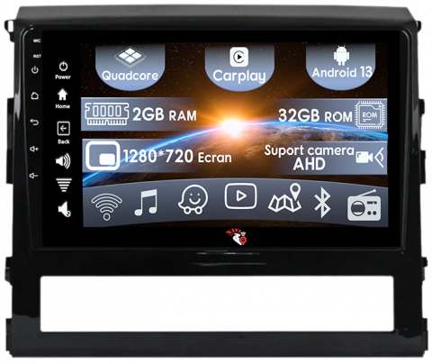 Navigatii 2GB RAM - (Resigilata) Navigatie dedicata Toyota Land Cruiser 200 2015-2018, 2GB RAM 32GB ROM, Quad Core, Display 9" IPS Full HD, Carplay, Android 13, Bluetooth, Magazin Play, Suport camere AHD