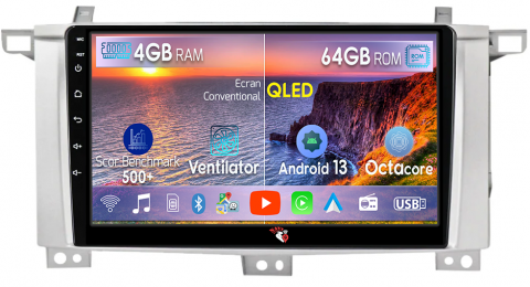 Land Cruiser 100 1998-2007 - Navigatie dedicata Toyota Land Cruiser 2005, 4GB RAM 64GB ROM, Octacore, Android 13, Display QLED 9", DSP, Carplay, Android Auto, Internet, Youtube, Waze, WIFI, Bluetooth