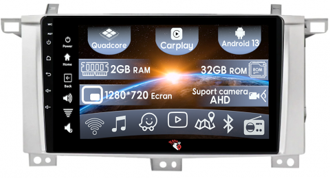 Toyota - (Resigilata) Navigatie dedicata Toyota Land Cruiser 2005, 2GB RAM 32GB ROM, Quad Core, Display 9" IPS Full HD, Carplay, Android 13, Bluetooth, Magazin Play, Suport camere AHD