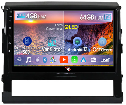 Land Cruiser (2015-) - Navigatie dedicata Toyota Land Cruiser ( 2015 + ), 4GB RAM 64GB ROM, Octacore, Android 13, Display QLED 9", DSP, Carplay, Android Auto, Internet, Youtube, Waze, WIFI, Bluetooth