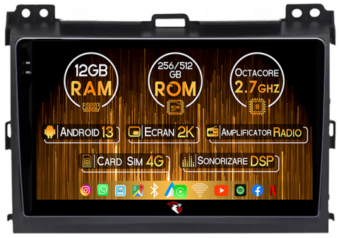 Land Cruiser PradoLexus GX470 GX 470 J120 2002-2009 - Navigatie dedicata Toyota Land Cruiser J120 Prado ( 2003 - 2009 ), 12GB RAM 256GB ROM, Android 13, Rezolutie 2K, Display QLED, 9", DSP, Carplay, Android Auto, Internet, Youtube, W