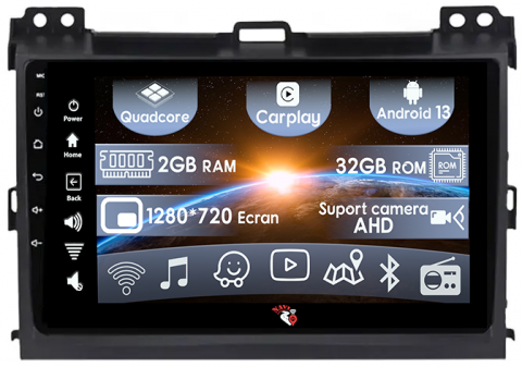 Toyota - (Resigilata) Navigatie dedicata Toyota Land Cruiser J120 Prado 2003-2009, 2GB RAM 32GB ROM, Quad Core, Display 9" IPS Full HD, Carplay, Android 13, Bluetooth, Magazin Play, Suport camere AHD