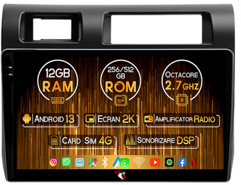 Toyota - Navigatie dedicata Toyota Land Cruiser LC 2007-2020, 12GB RAM 256GB ROM, Android 13, Rezolutie 2K, Display QLED, 9", DSP, Carplay, Android Auto, Internet, Youtube, Waze, Wi Fi, US