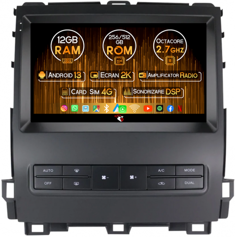 Toyota - Navigatie dedicata Toyota Land Cruiser PradoLexus GX470 GX 470 J120 2002-2009, 12GB RAM 256GB ROM, Android 13, Rezolutie 2K, Display QLED, 9", DSP, Carplay, Android Auto, Internet