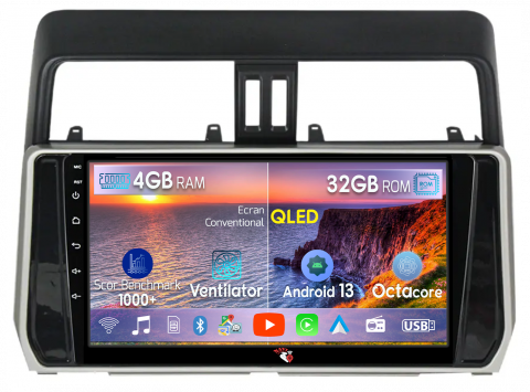 Prado 2017-2018 - Navigatie dedicata Toyota Land Prado 2017-2018, 4 GB RAM 32 ROM, Android 13, Display QLED 1K, 10", DSP, Carplay, Android Auto, Internet, Youtube, Waze, WI-FI, USB, Bluetooth