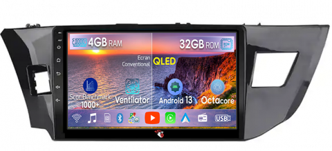 Toyota Levin - Navigatie dedicata Toyota Levin 2014, 4 GB RAM 32GB ROM, Android 13, Display QLED 1K, 10", DSP, Carplay, Android Auto, Internet, Youtube, Waze, WI-FI, USB, Bluetooth