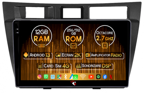 Mark 2000-2007 - Navigatie dedicata Toyota Mark 2000-2007, 12GB RAM 256GB ROM, Android 13, Rezolutie 2K, Display QLED, 9", DSP, Carplay, Android Auto, Internet, Youtube, Waze, Wi Fi, USB