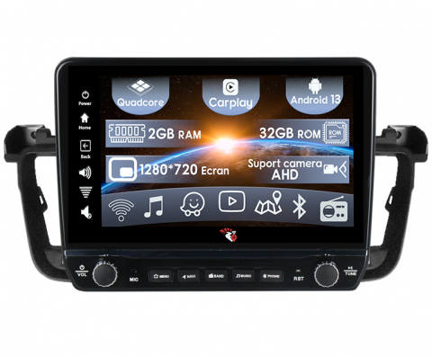 Peugeot - Navigatie dedicata Peugeot 508 cu butoane rotative model 2024, 9 Inch, 2GB RAM 32GB ROM, Quadcore, Android 13, WiFi, Bluetooth, Magazin Play