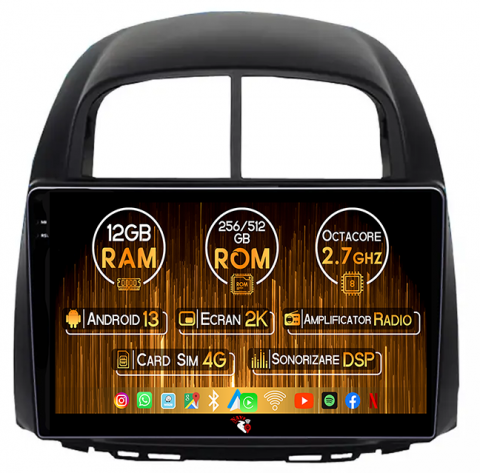 Toyota - Navigatie dedicata Toyota Passo Daihatsu Boon Sirion Subaru Justy Perodua Myvi, 12GB RAM 256GB ROM, Android 13, Rezolutie 2K, Display QLED, 9", DSP, Carplay, Android Auto, Interne