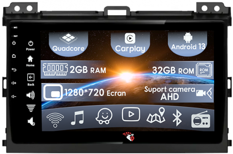 Navigatii Dedicate - (Resigilata) Navigatie dedicata Toyota Prado 2004-2009, 2GB RAM 32GB ROM, Quad Core, Display 9" IPS Full HD, Carplay, Android 13, Bluetooth, Magazin Play, Suport camere AHD