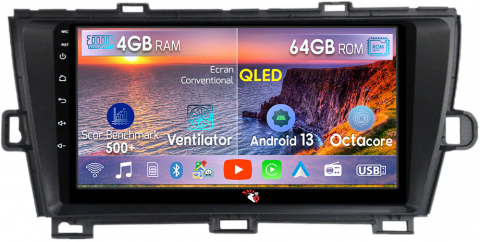 Toyota - Navigatie dedicata Toyota Prius 2009-2015, 4GB RAM 64GB ROM, Octacore, Android 13, Display QLED 9", DSP, Carplay, Android Auto, Internet, Youtube, Waze, WIFI, Bluetooth