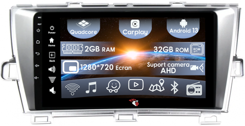 Navigatii Dedicate - (Resigilata) Navigatie dedicata Toyota Prius 2009-2015 (Silver), 2GB RAM 32GB ROM, Quad Core, Display 9" IPS Full HD, Carplay, Android 13, Bluetooth, Magazin Play, Suport camere AHD