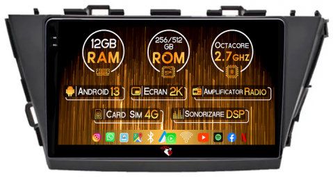 Prius Plus V Alpha 2012-2017 - Navigatie dedicata Toyota Prius Plus V Alpha 2012-2017, 12GB RAM 256GB ROM, Android 13, Rezolutie 2K, Display QLED, 9", DSP, Carplay, Android Auto, Internet, Youtube, Waze, Wi Fi,