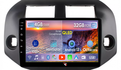 Toyota - Navigatie dedicata Toyota Rav 4 2007-2012, 4GB RAM 32GB ROM, Octacore, Android 14, Display QLED 1K 10", DSP, Carplay&Android Auto, SIM 4G, Bluetooth, Ventilator Activ