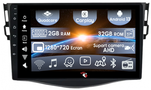 RAV4 2005-2013 - (Resigilata) Navigatie dedicata Toyota RAV4 2005-2013, 2GB RAM 32GB ROM, Quad Core, Display 9" IPS Full HD, Carplay, Android 13, Bluetooth, Magazin Play, Suport camere AHD