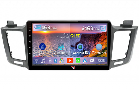 RAV4 2012-2018 - Navigatie dedicata Toyota RAV4 2012-2018, 4GB RAM 64GB ROM, Octacore, Android 13, Display QLED 10", DSP, Carplay, Android Auto, Internet, Youtube, Waze, WIFI, Bluetooth