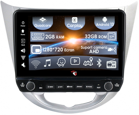 Verna 2010-2016 - Navigatie dedicata Verna 2010-2016 cu butoane rotative model 2024, 9 Inch, 2GB RAM 32GB ROM, Quadcore, Android 13, WiFi, Bluetooth, Magazin Play