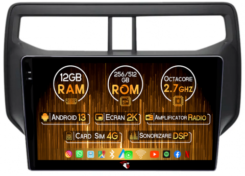 Toyota - Navigatie dedicata Toyota Rush 2018-2019, 12GB RAM 256GB ROM, Android 13, Rezolutie 2K, Display QLED, 9", DSP, Carplay, Android Auto, Internet, Youtube, Waze, Wi Fi, USB