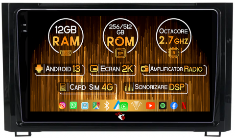 Toyota - Navigatie dedicata Toyota Sequoia 2014-2018, 12GB RAM 256GB ROM, Android 13, Rezolutie 2K, Display QLED, 9", DSP, Carplay, Android Auto, Internet, Youtube, Waze, Wi Fi, USB
