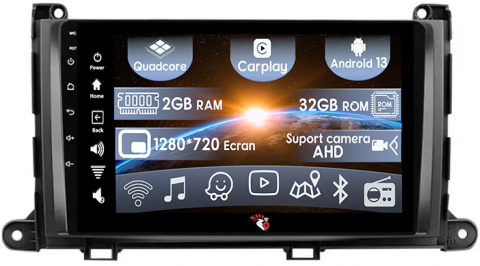 Sienna 2009-2014 - (Resigilata) Navigatie dedicata Toyota Sienna 2009-2014, 2GB RAM 32GB ROM, Quad Core, Display 9" IPS Full HD, Carplay, Android 13, Bluetooth, Magazin Play, Suport camere AHD