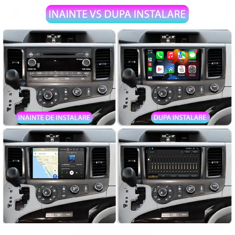 Navigatie dedicata Toyota Sienna 2009-2014, 12GB RAM 256GB ROM, Android 13, Rezolutie 2K, Display QLED, 9", DSP, Carplay, Android Auto, Internet, Youtube, Waze, Wi Fi, USB [4]