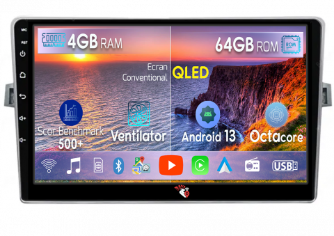 Verso 2009-2018 - Navigatie dedicata Toyota Verso 2009-2018, 4GB RAM 64GB ROM, Octacore, Android 13, Display QLED 9", DSP, Carplay, Android Auto, Internet, Youtube, Waze, WIFI, Bluetooth