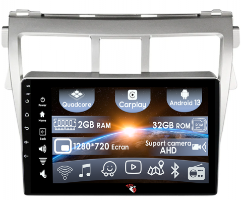 Toyota - (Resigilata) Navigatie dedicata Toyota Vios 2007-2012, 2GB RAM 32GB ROM, Quad Core, Display 9" IPS Full HD, Carplay, Android 13, Bluetooth, Magazin Play, Suport camere AHD