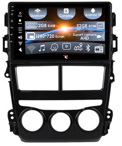 Vios 2018-2019 - (Resigilata) Navigatie dedicata Toyota Vios 2018-2019, 2GB RAM 32GB ROM, Quad Core, Display 9" IPS Full HD, Carplay, Android 13, Bluetooth, Magazin Play, Suport camere AHD