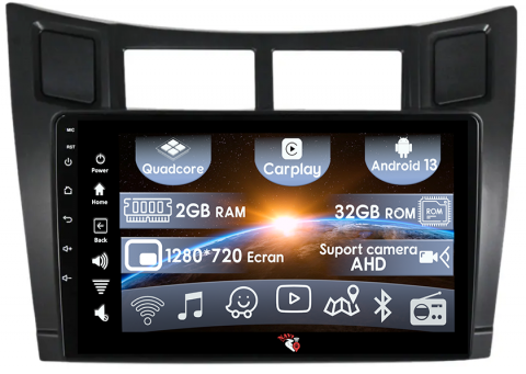Yaris 2005-2012 - (Resigilata) Navigatie dedicata Toyota Yaris 2005-2012, 2GB RAM 32GB ROM, Quad Core, Display 9" IPS Full HD, Carplay, Android 13, Bluetooth, Magazin Play, Suport camere AHD