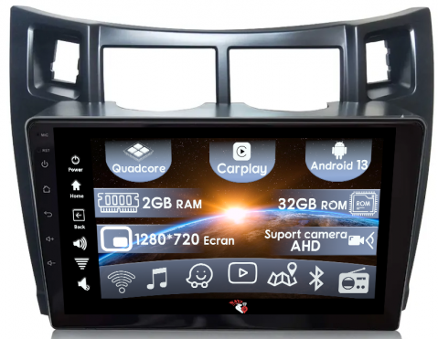 Toyota - (Resigilata) Navigatie dedicata Toyota Yaris ( 2005 - 2012 ), 2GB RAM 32GB ROM, Quad Core, Display 9" IPS Full HD, Carplay, Android 13, Bluetooth, Magazin Play, Suport camere AHD