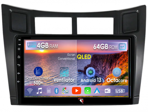 Yaris 2005-2012 - Navigatie dedicata Toyota Yaris 2005-2012, 4GB RAM 64GB ROM, Octacore, Android 13, Display QLED 9", DSP, Carplay, Android Auto, Internet, Youtube, Waze, WIFI, Bluetooth