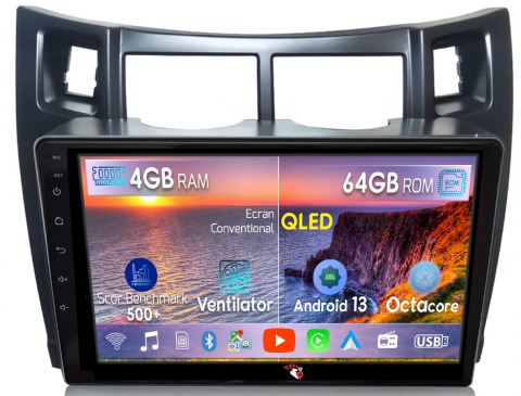Toyota - Navigatie dedicata Toyota Yaris (2008-2011), 4GB RAM 64GB ROM, Octacore, Android 13, Display QLED 9", DSP, Carplay, Android Auto, Internet, Youtube, Waze, WIFI, Bluetooth