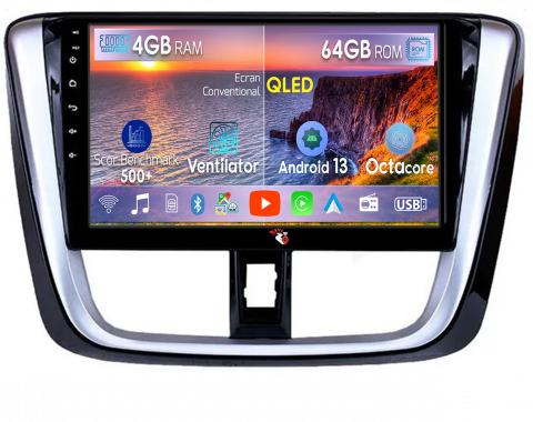Yaris (2014-) - Navigatie dedicata Toyota Yaris ( 2014 + ), 4GB RAM 64GB ROM, Octacore, Android 13, Display QLED 10", DSP, Carplay, Android Auto, Internet, Youtube, Waze, WIFI, Bluetooth
