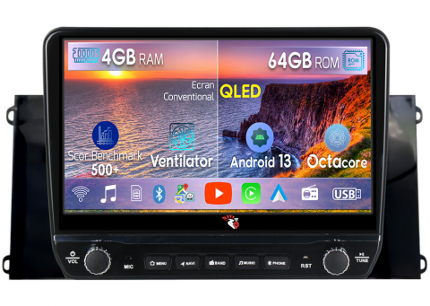 Transit PRO 2022 - Navigatie dedicata Transit PRO 2022 cu butoane rotative model 2024, 4 GB RAM 64 ROM, Quadcore, Android 13, Display QLED, 9", DSP, Carplay, Android Auto, Internet, Youtube , Waze , WI-FI
