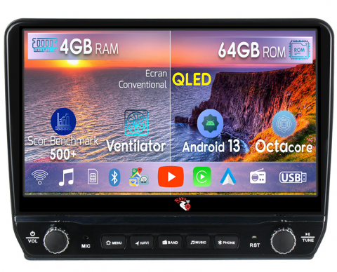 Vectra (2003-2008) - Navigatie dedicata Vectra 2004-2006 cu butoane rotative model 2024, 4 GB RAM 64 ROM, Quadcore, Android 13, Display QLED, 9", DSP, Carplay, Android Auto, Internet, Youtube , Waze ,