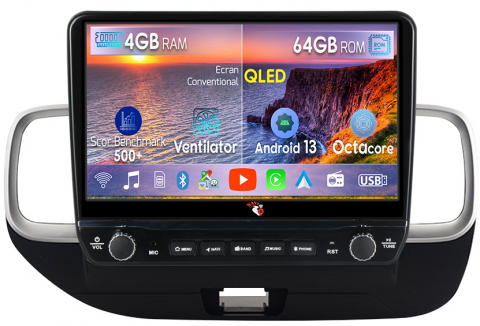 Venue 2019-2020 - Navigatie dedicata Venue 2019-2020 cu butoane rotative model 2024, 4 GB RAM 64 ROM, Quadcore, Android 13, Display QLED, 9", DSP, Carplay, Android Auto, Internet, Youtube , Waze , WI-FI