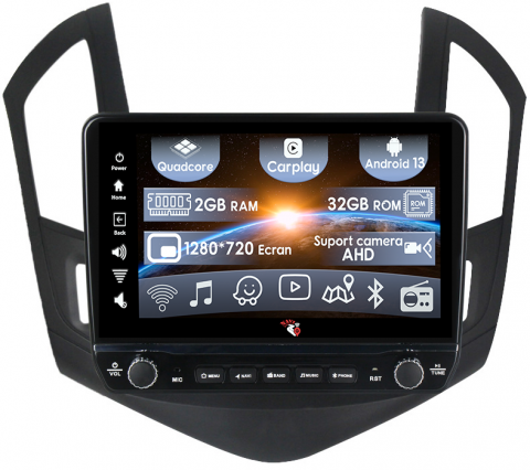 Cruze (2008-2015) - Navigatie dedicata Cruze 2012-2015 cu butoane rotative model 2024, 9 Inch, 2GB RAM 32GB ROM, Quadcore, Android 13, WiFi, Bluetooth, Magazin Play