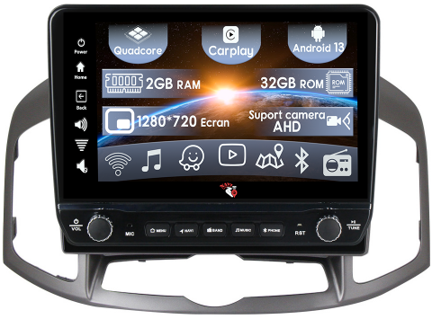 Captiva 2012-2017 - Navigatie dedicata Captiva 2012-2017 cu butoane rotative model 2024, 10 Inch, 2GB RAM 32GB ROM, Quadcore, Android 13, WiFi, Bluetooth, Magazin Play
