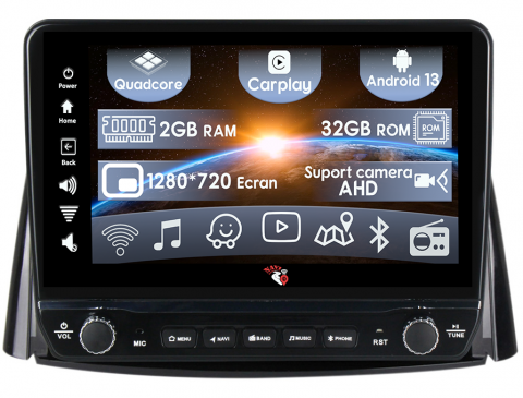 Koleos 2008-2016 - Navigatie dedicata Koleos 2008-2016 cu butoane rotative model 2024, 9 Inch, 2GB RAM 32GB ROM, Quadcore, Android 13, WiFi, Bluetooth, Magazin Play