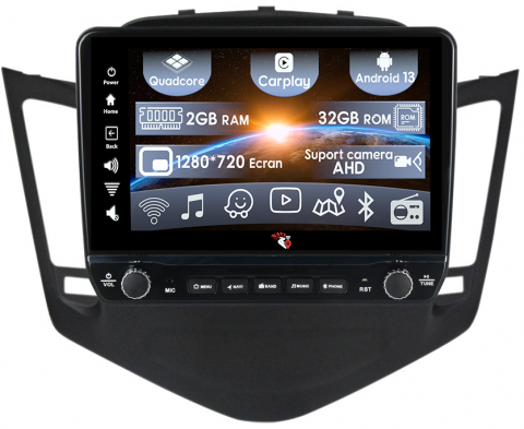 Navigatii 2GB RAM - Navigatie dedicata Cruze 2009-2014 cu butoane rotative model 2024, 9 Inch, 2GB RAM 32GB ROM, Quadcore, Android 13, WiFi, Bluetooth, Magazin Play