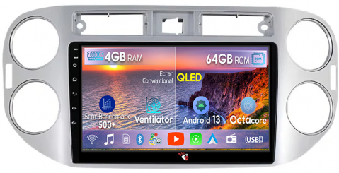 Navigatii Dedicate - Navigatie dedicata Volkswagen Tiguan 2007-2012, 4GB RAM 64GB ROM, Octacore, Android 14, Display QLED 9", DSP, Carplay, Android Auto, Internet, Youtube, Waze, WIFI, Bluetooth