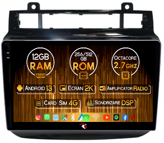 Volkswagen - Navigatie dedicata Volkswagen Touareg 2010-2018, 12GB RAM 256GB ROM, Android 14, Rezolutie 2K, Display QLED, 9", DSP, Carplay, Android Auto, Internet, Youtube, Waze, Wi Fi, USB