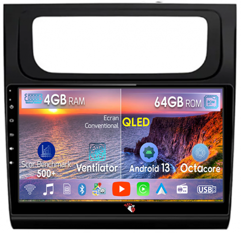Navigatii Dedicate - Navigatie dedicata Volkswagen Touran 2011-2015, 4GB RAM 64GB ROM, Octacore, Android 14, Display QLED 10", DSP, Carplay, Android Auto, Internet, Youtube, Waze, WIFI, Bluetooth